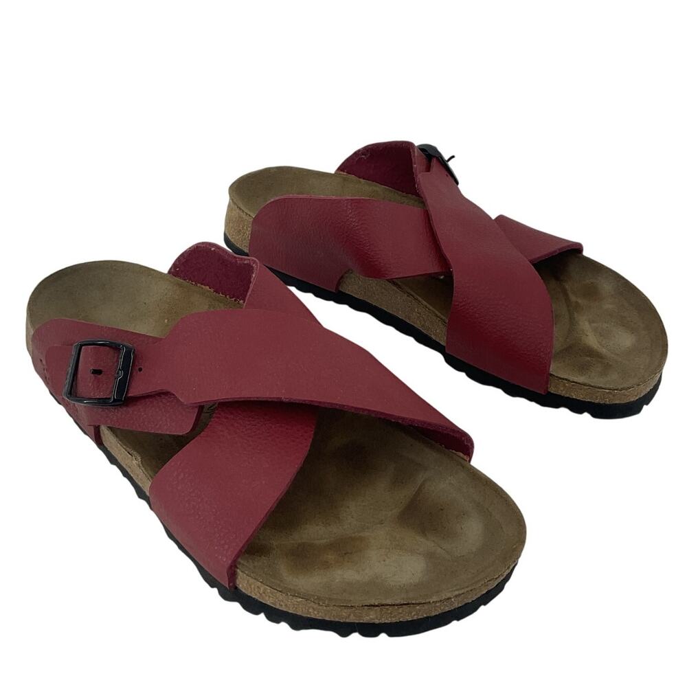 Men's Red Cross-Strap Sandals